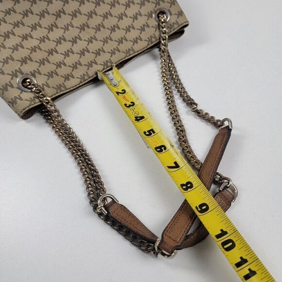 Michael Kors Jet Set Chain Large Signature Tote Khaki/Brown Coated Canvas Bag - Picture 14 of 15